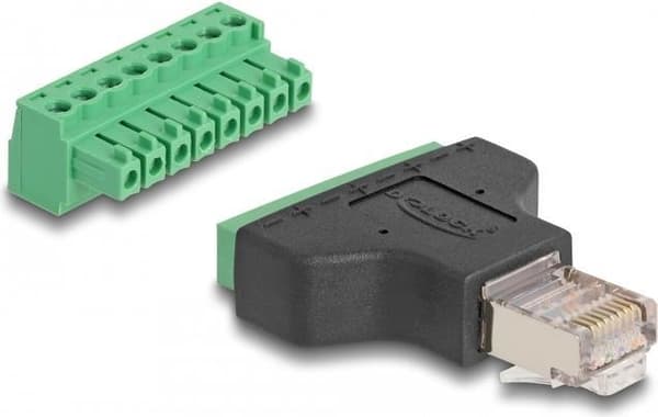 Delock - Netværksadapter - RJ-45 (M) til 8-benet forbindelsesstrip (W) (66471)