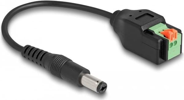 Delock - Strømforsyning - 2-benet klemrække til DC-stik 5,5 x 2,1 mm (M) - 15 cm - Sort (66253)
