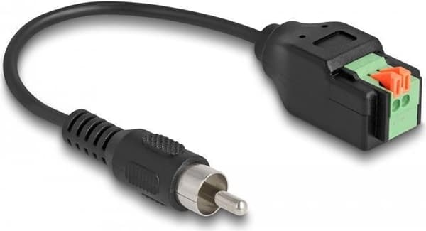 Delock - Lydadapter - 2-bens klemrække til RCA han - 15 cm - Sort (66254)