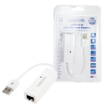 Logilink | Fast Ethernet USB 2.0 to RJ45 Adapter: | 0.115 m | White | USB-A to RJ45 Hvit