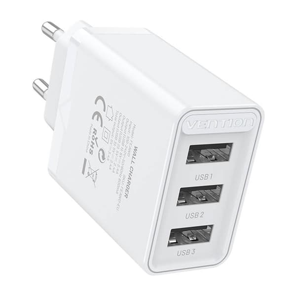 Alimentator retea Vention, 36W, 3 x USB-A, alb, "FEAW0-EU" (timbru verde 0.18 lei) - 6922794761582