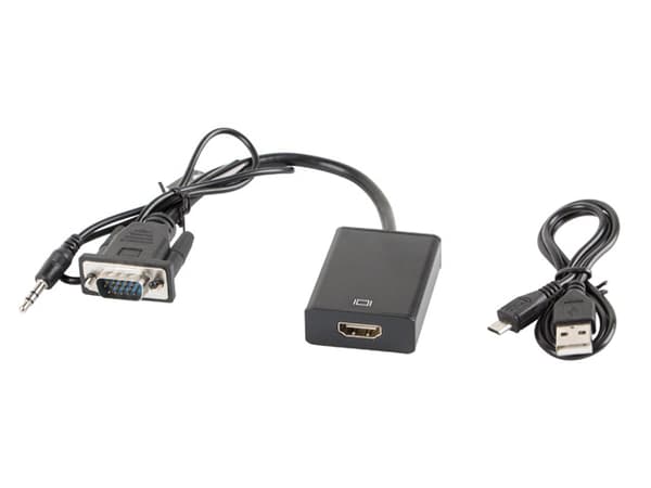 Lanberg AD-0021-BK video cable adapter 0.2 m HDMI Type A (Standard) VGA (D-Sub) Black
