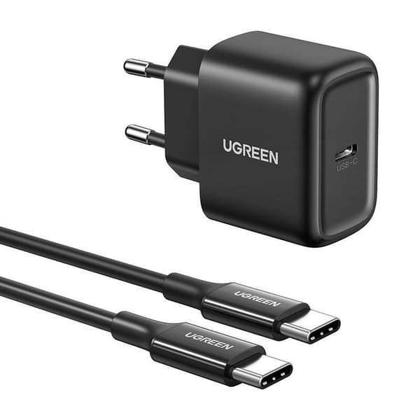 INCARCATOR retea Ugreen, "CD250" Quick Charge 25W, 1 x USB Type-C 5V/3A, include cablu USB Type-C la USB Type-C 2m, negru "50581" (timbru verde 0.18 l