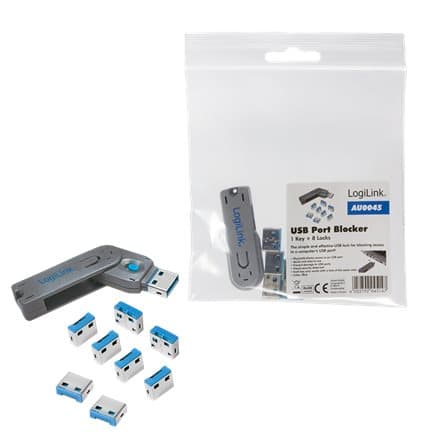 Logilink, USB port blocker (1x key and 8x locks), AU0045 | Logilink