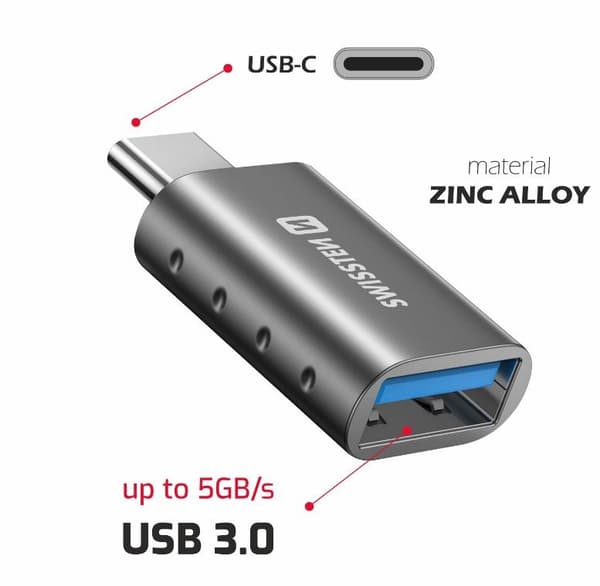 Swissten otg adapter usb-c(m)/usb-a(f)