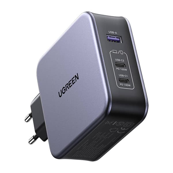 INCARCATOR retea Ugreen, Nexode "CD289" Quick Charge 140W GaN, 1 x USB, 2 x USB Type-C, negru "90549" (timbru verde 0.18 lei) - 6957303895496 Grå