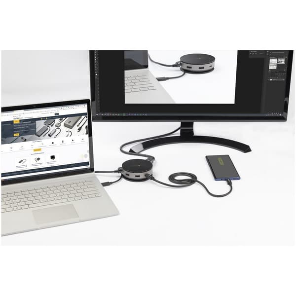 Startech Station Usb-c/hdmi/displayport/vgam Sort,Søvfarvet