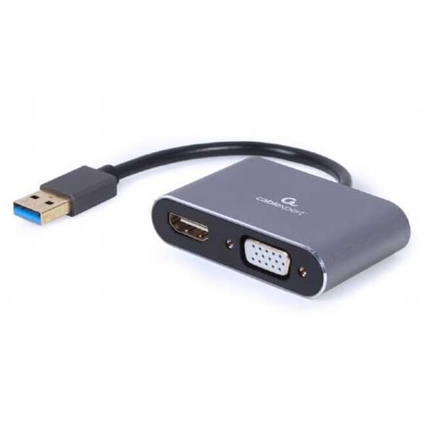 Gembird Usb Til Hdmi/vga-adapter A-usb3-hdmivga-01 Søvfarvet Grå