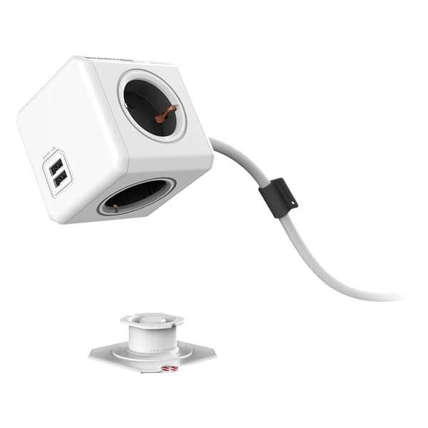 Allocacoc Powercube Extended Usb 1.5 M Type F Hvid