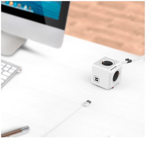 Allocacoc Powercube Extended Usb 1.5 M Type F Hvid