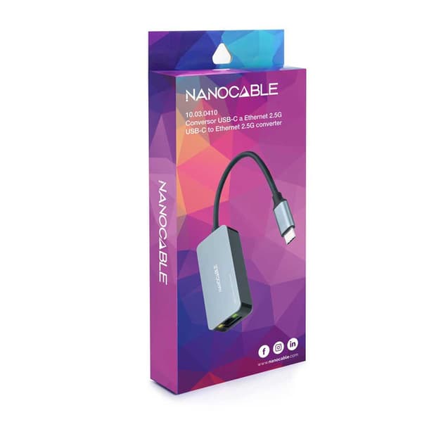 Nanocable Usb-c-ethernet-sovitin 10.03.0410 Hopeinen