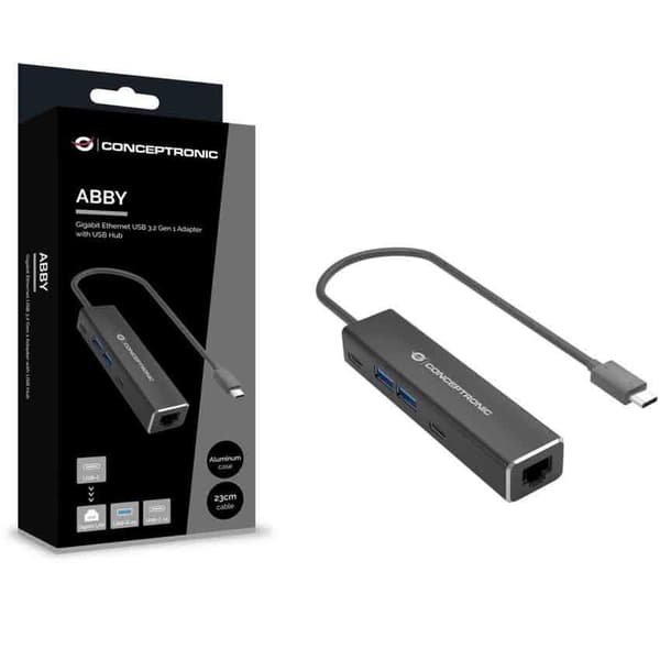 Conceptronic Usb-c Til Rj Hub Usb 3.2 2 Usc-c 2p Usb-a 45 Adapter