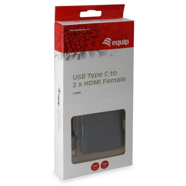 Equip Usb C Till 2xhdmi Adapter Grå