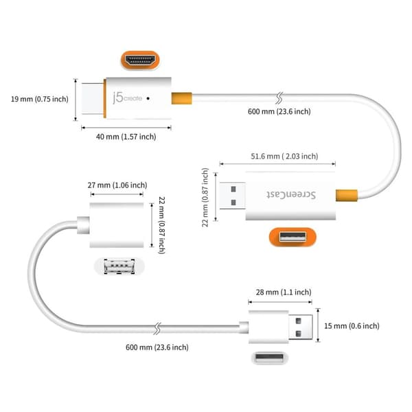 Tilbage til toppen og lyd/video med j5create ScreenCast HDMI™ trådløs skærm; farve biały JVAW56-N