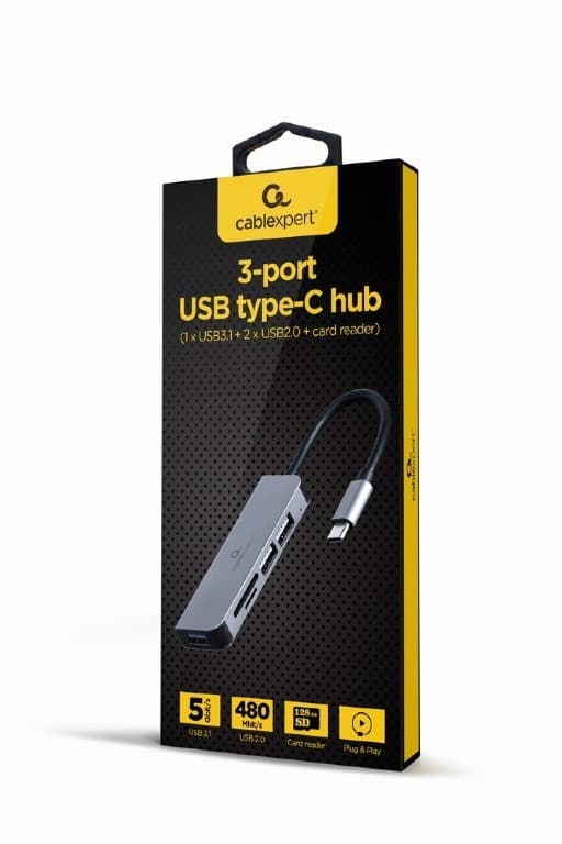 Gembird A-CM-COMBO5-02 kannettavan tietokoneen telakka/porttitoistin, langallinen, USB 3.2 Gen 1 (3.1 Gen 1), Type-C, hopea