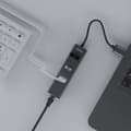 Miniatyrbild 4 av 9: Savio AK-57 USB-A - 3 x USB-A-hubb med RJ-45 Gigabit Ethernet-adapter 5000 Mbit/s grå USB 3.2 Gen 1 (3.1 Gen 1) Micro-B 5000 Mbit/s Svart