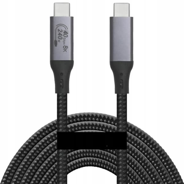 USB4 Thunderbolt 4 KABEL 240W 40Gbps 120Hz USB C-KABEL NYLON FLÄTAD 0,5M