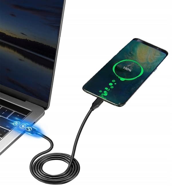 KABEL USB-C 3.1 - USBA QC 4.0 SNABBLADDNING 10Gbps 20V3A tjock TYPE-C 2M
