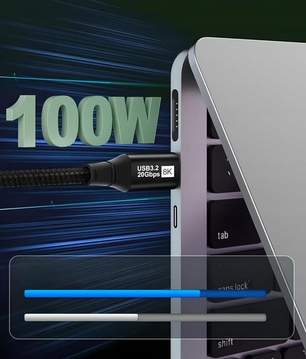 USB 3.2 Thunderbolt 3-KABEL 100W 20Gbps 8K60Hz 4K120Hz USB C-KABEL 1,5M