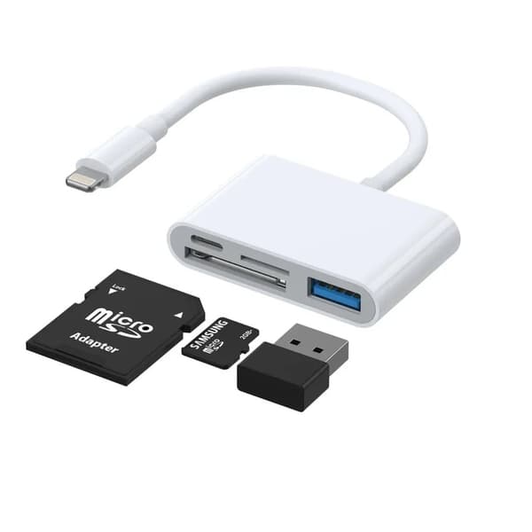 SiGN 4-i-1 Lightning till USB-A, SD/TF, Lightning - Vit