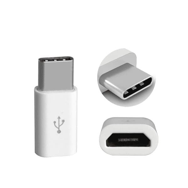 Micro-USB til USB-C (han) adapter, HVID