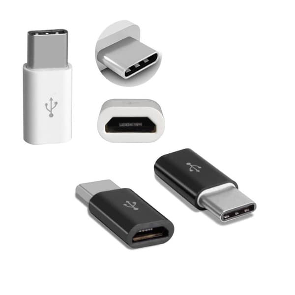 Micro-USB til USB-C (han) adapter, HVID