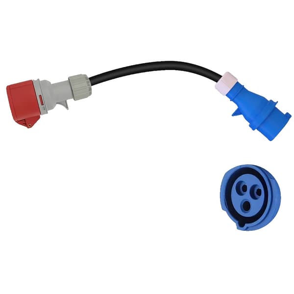 CEE-adapter, rød CEE 32A til blå CEE, vandtæt design,Rød cee 32A TO 32A