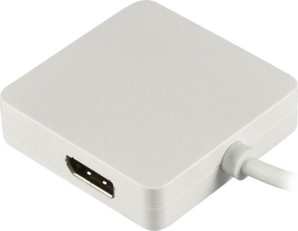 DELTACO DP-MULTI1 - Mini DisplayPort till DVI / HDMI / DisplayPort-adapter, Ultra HD i 30Hz - vit