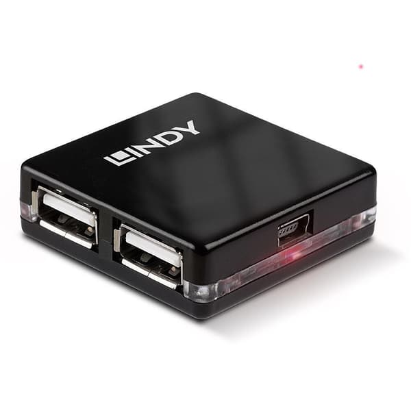 Lindy 4 Port USB2.0 Mini Hub - Hub - 4 x USB2.0 - Desktop (42742)