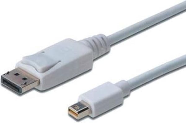 ASSMANN Elektroniska DisplayPort-kablar AK-340102-010-W - DisplayPort, mini DP - DP, M/M, 1.0m, m/interlock, DP 1.1a kompatibel, UL, vit