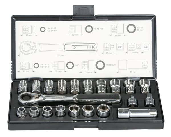 MAKITA SÆT. TOPPENØGLE + NØGLE MED ADAPTER 1/4" 3/8" 21 DELT