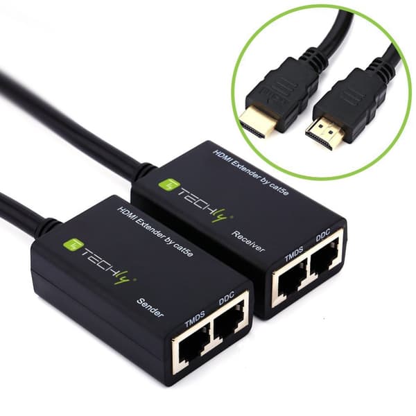 Techly-vahvistin HDMI Cat 5e/6 kompakti 30m IDATA EXT-E30D