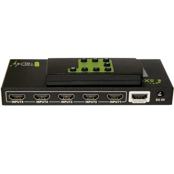 Techly 5 IN 1 OUT HDMI-switch med fjärrkontroll, 4Kx2K, 3D IDATA HDMI-4K51