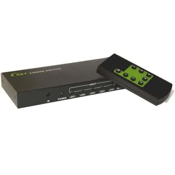 Techly 5 IN 1 OUT HDMI-switch med fjärrkontroll, 4Kx2K, 3D IDATA HDMI-4K51