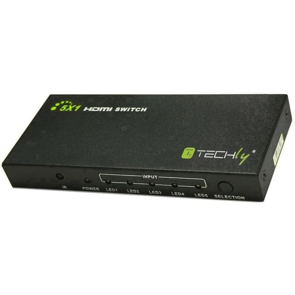 Techly 5 IN 1 OUT HDMI-switch med fjernbetjening, 4Kx2K, 3D IDATA HDMI-4K51