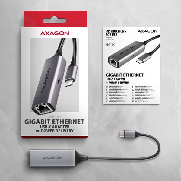 Axagon ADE-TXPD dockningsstation för bärbar dator/portreplikator Kabelansluten USB 3.2 Gen 1 (3.1 Gen 1) Typ-C Grå