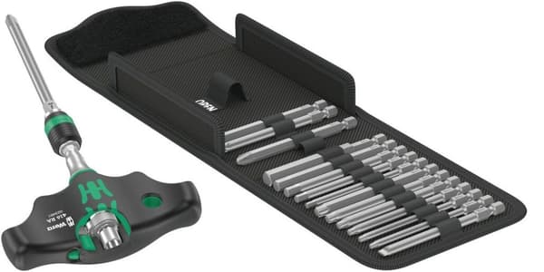 WERA bitssæt med T-skralde 1/4" 17 dele i kuffert KRAFTFORM KOMPAKT 400 RA SÆT1