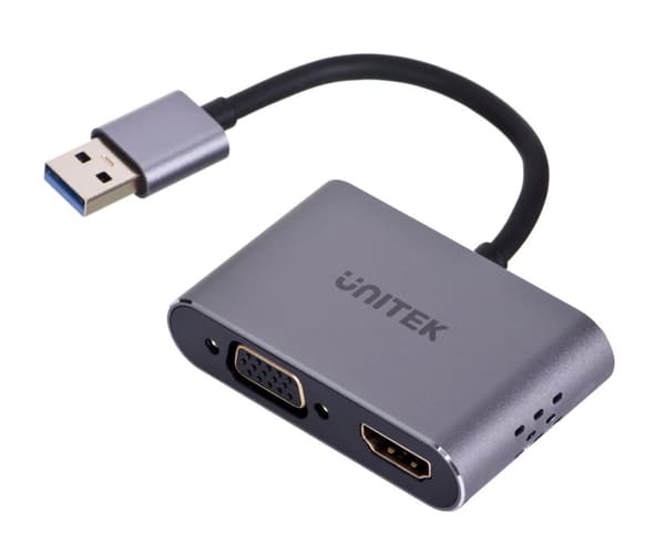 UNITEK ADAPTER USB-A - HDMI & VGA, FULL HD, M/F