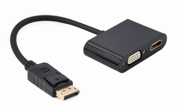 Gembird A-DPM-HDMIFVGAF-01 DisplayPort-hane till HDMI-hona + VGA-hona-adapterkabel, svart