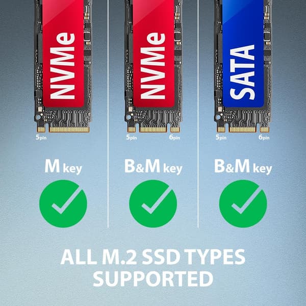 Axagon ADM2-AM USB-A 10Gbps - M.2 NVMe & SATA SSD-adapter, kabel USB-A 10cm SSD-hölje Svart