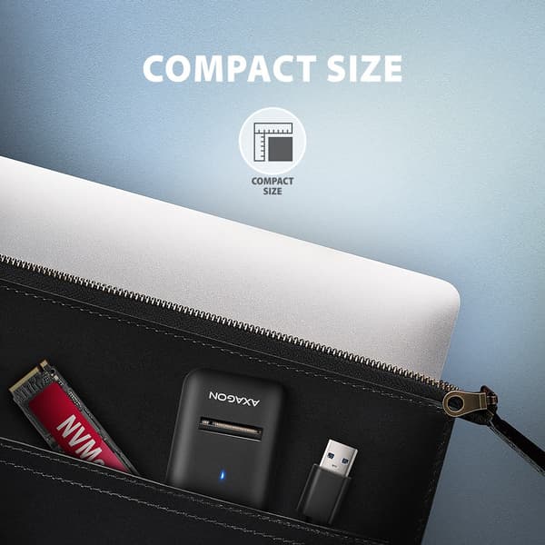 Axagon ADM2-AM USB-A 10Gbps - M.2 NVMe & SATA SSD-adapter, kabel USB-A 10cm SSD-hölje Svart