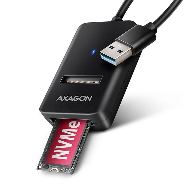 Axagon ADM2-AM USB-A 10Gbps - M.2 NVMe & SATA SSD-adapter, kabel USB-A 10cm SSD-hölje Svart Svart