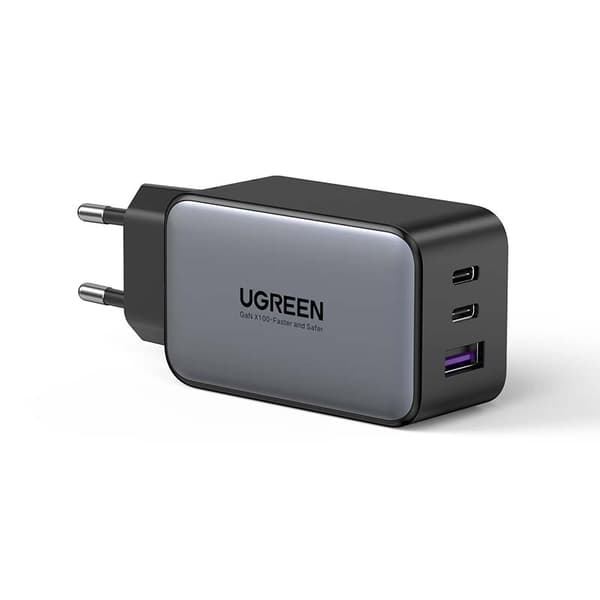 INCARCATOR retea Ugreen, "CD244" Quick Charge 65W GaN, 2 x USB Type-C, 1 x USB, gri "10335" (timbru verde 0.18 lei) - 6957303813353 Grå