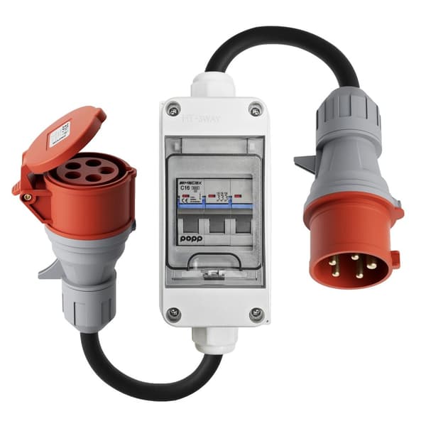 CEE-adapter, 32A til 16A, 3-fase, IP44 vurdering,CEE 32A til 16A 75cm