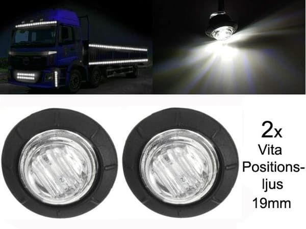 Markeringsljus position vit 6000k ledlampor  2-pack 12v 24v led