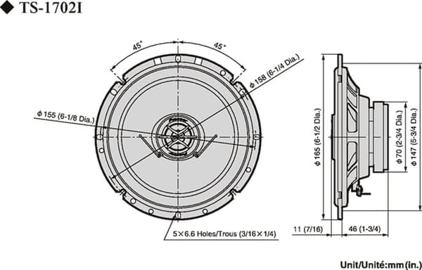Pioneer TS-1702i 17 cm kaiuttimet