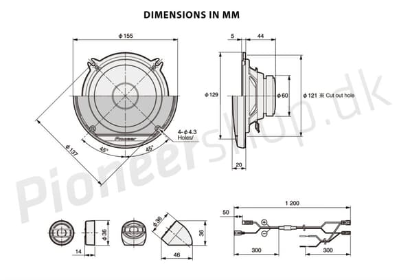 Pioneer TS-G130C 13 cm. högtalarsystem
