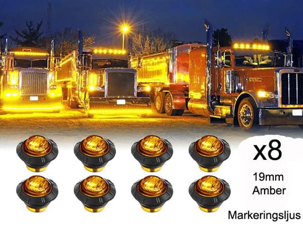Markeringsljus 8st position Amber ledlampor 2-pack 12v led