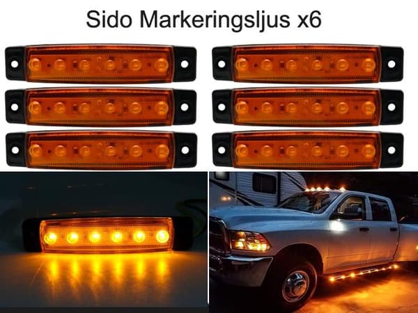 Markeringsljus 95mm position orange ledlampor 6-pack 12v 24v led