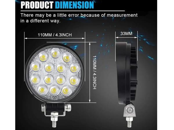 2x 42w Led 2800 lum arbetsljus - backljus 12v - 24v 6000K flood
